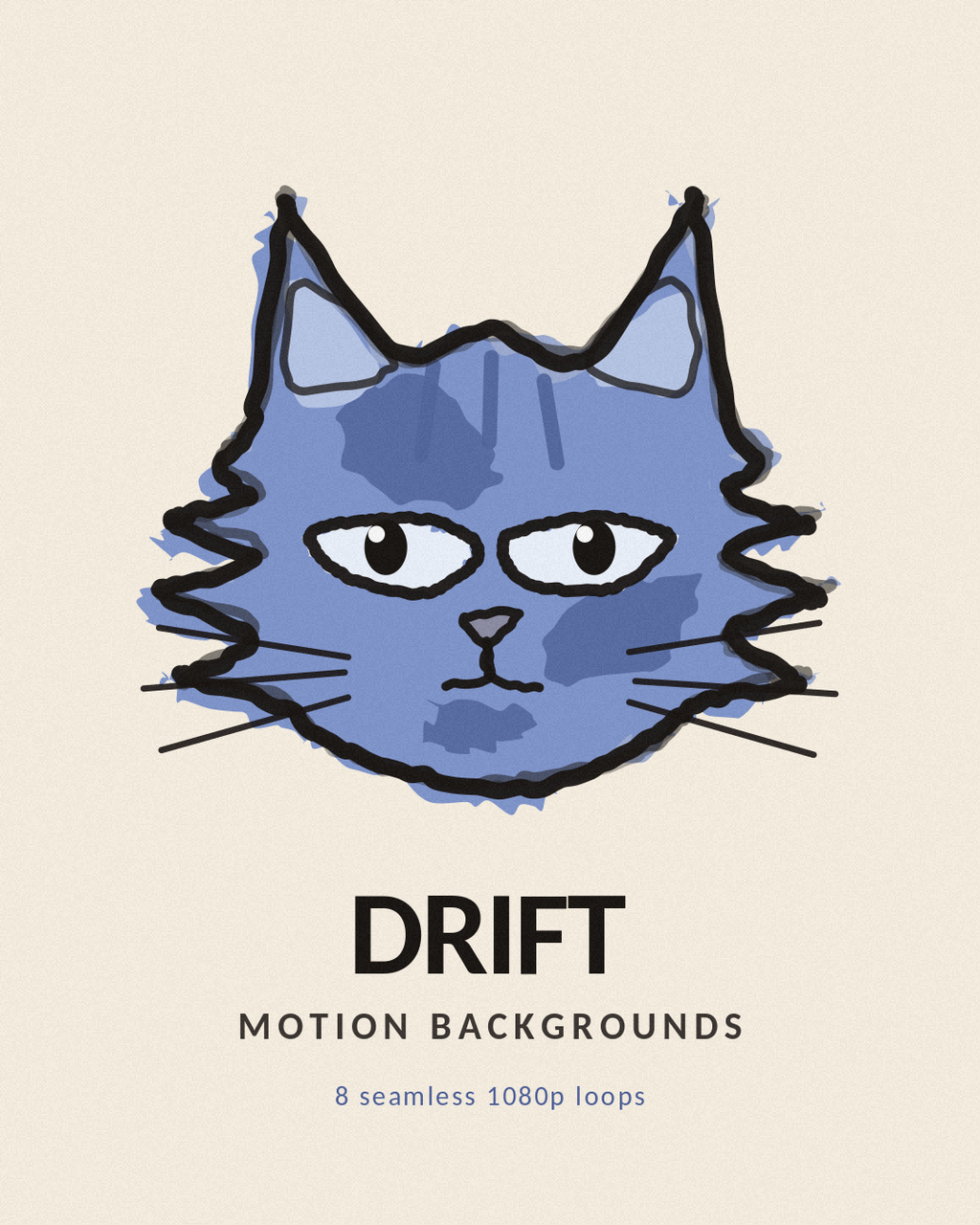 Drift the ColorCats cat — Motion Backgrounds, 8 seamless 1080p loops