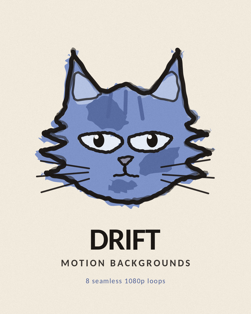 Drift the ColorCats cat — Motion Backgrounds, 8 seamless 1080p loops