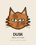 Dusk the ColorCats cat — Mega LUT Pack, 55 LUTs across 10 moods in 5 strengths