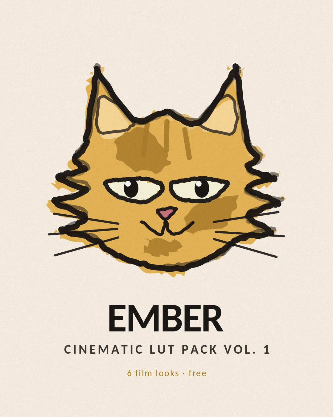 Ember the ColorCats cat — Cinematic LUT Pack Vol. 1, 6 free film looks