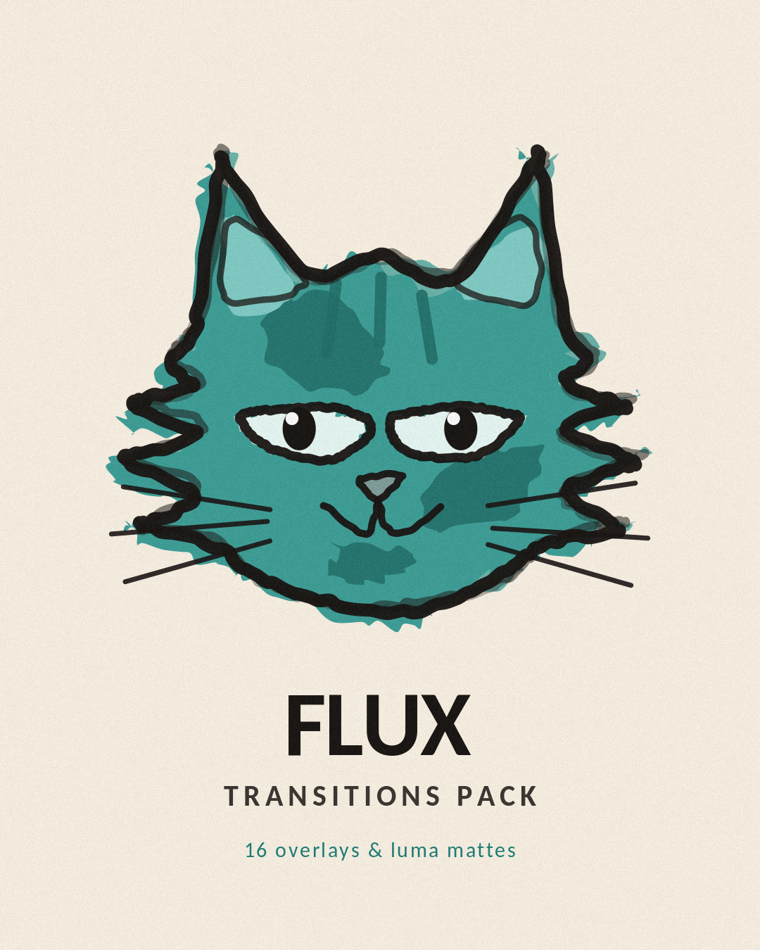 Flux the ColorCats cat — Transitions Pack, 16 overlays and luma mattes